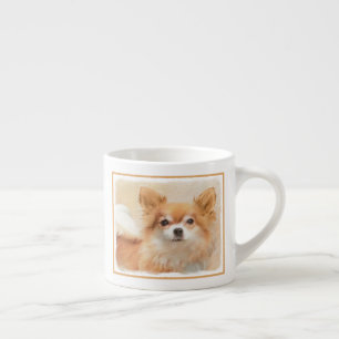Chihuahua Long-Haired Dog Painting Original Art Espresso Cup