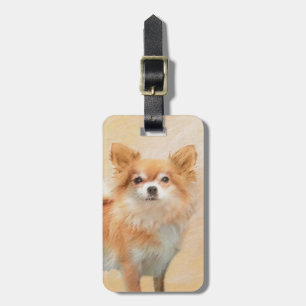Chihuahua Long-Haired Dog Painting Original Art Luggage Tag