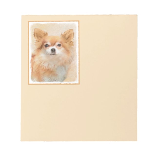 Chihuahua Long-Haired Dog Painting Original Art Notepad (Front)