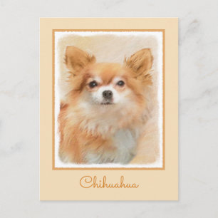 Chihuahua Long-Haired Dog Painting Original Art Postcard