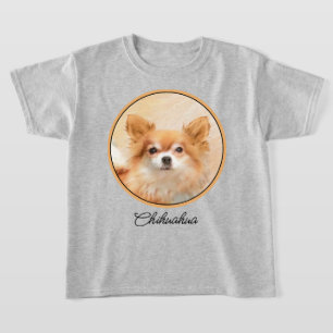 Chihuahua Long-Haired Dog Painting Original Art T-Shirt