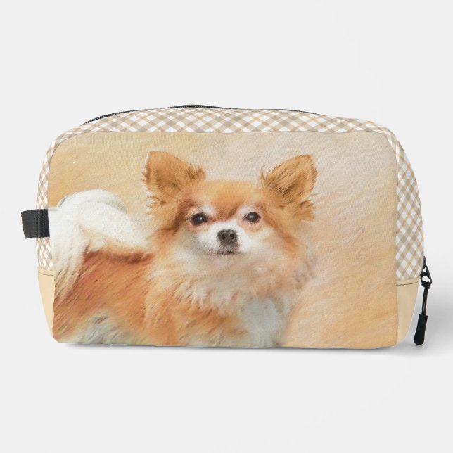 Chihuahua Long-Haired Painting Original Dog Art Dopp Kit (Front)