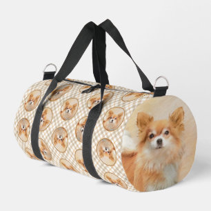 Chihuahua Long-Haired Painting Original Dog Art Duffle Bag