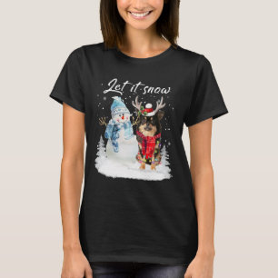 Chihuahua Long Haired Santa Dog Christmas Snowman T-Shirt