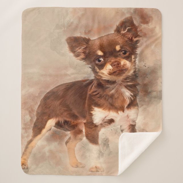 Chihuahua looking at camer_Dog Lover Sherpa Blanket (Front)