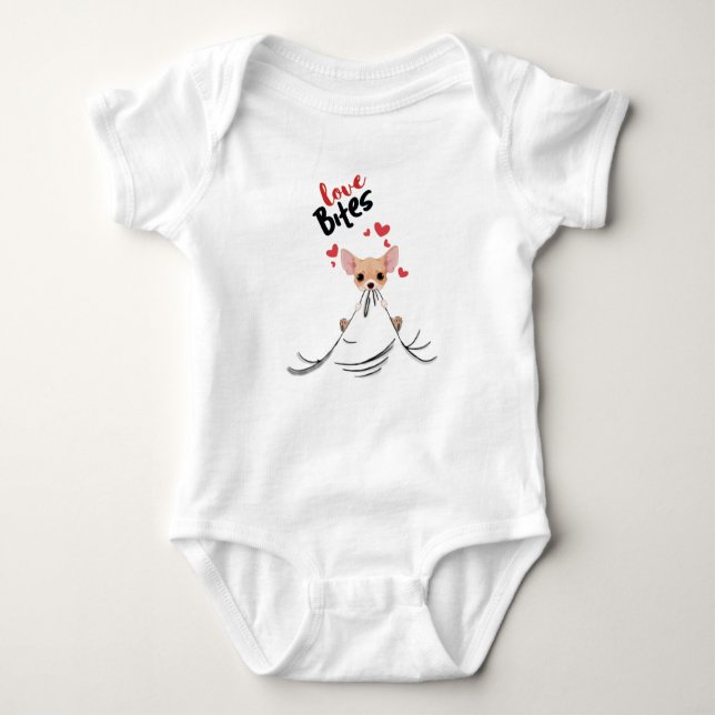 Chihuahua Love Bites Valentines Day Gifts For Her Baby Bodysuit (Front)