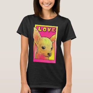 Chihuahua Love Pink And Yellow Pop Art T-Shirt