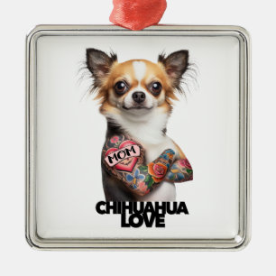 CHIHUAHUA LOVE tattoo artist mum tat ink pet dog  Metal Ornament