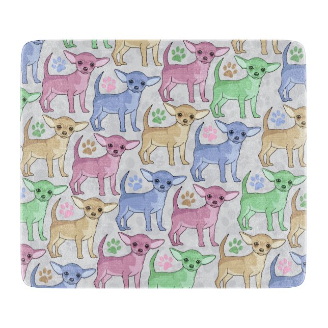 Chihuahua Lover Colourful Pattern Cutting Board (Front)