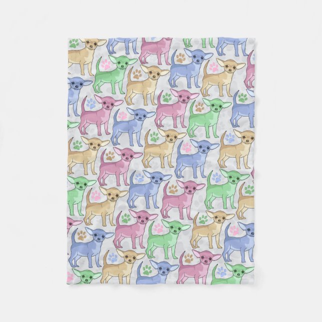 Chihuahua Lover Colourful Pattern Fleece Blanket (Front)
