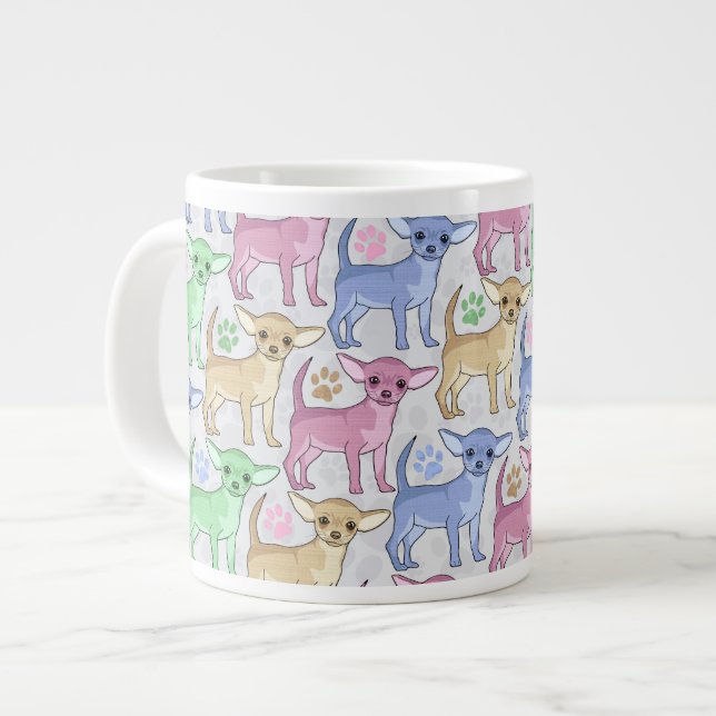 Chihuahua Lover Colourful Pattern Large Coffee Mug (Front Left)