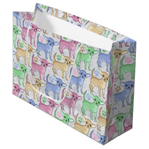 Chihuahua Lover Colourful Pattern Large Gift Bag