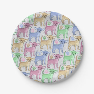 Chihuahua Lover Colourful Pattern Paper Plate
