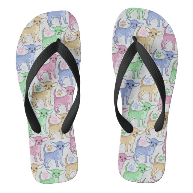 Chihuahua Lover Colourful Pattern Thongs (Footbed)