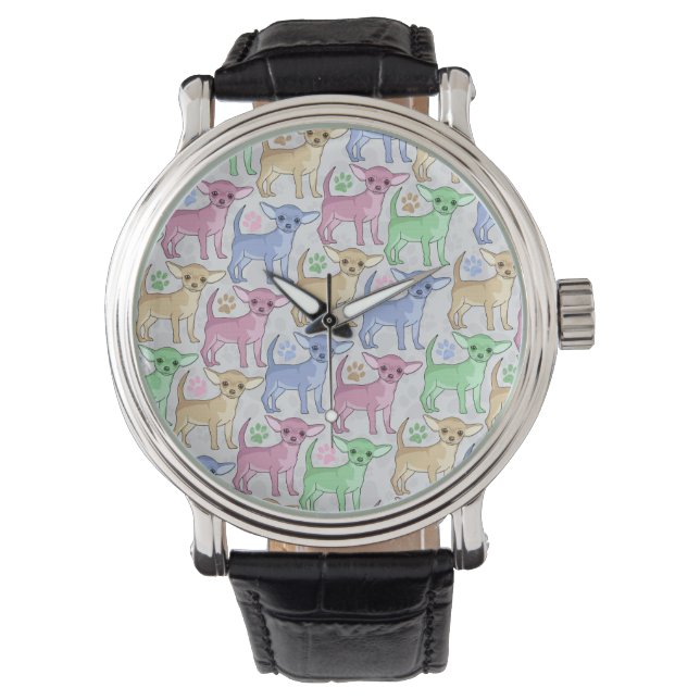 Chihuahua Lover Colourful Pattern Watch (Front)