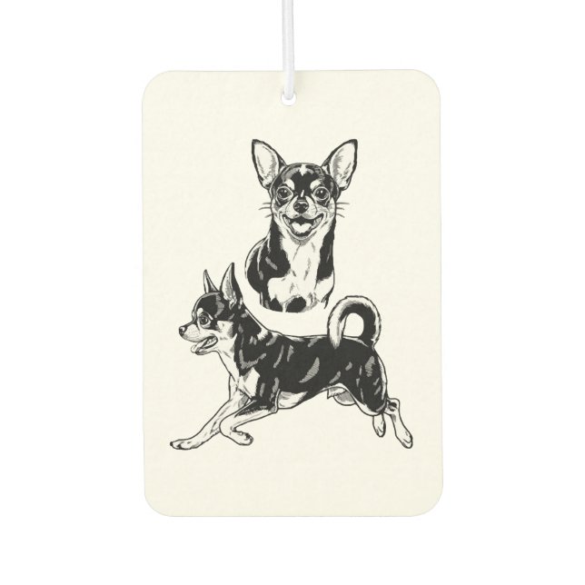 Chihuahua Lover's Delight Dynamic Duo in Black Car Air Freshener (Front)