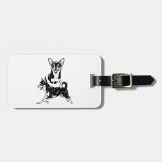 Chihuahua Lover's Delight Dynamic Duo in Black Luggage Tag