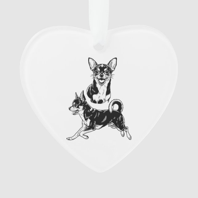 Chihuahua Lover's Delight Dynamic Duo in Black Ornament (Front)