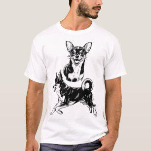 Chihuahua Lover's Delight Dynamic Duo in Black T-Shirt