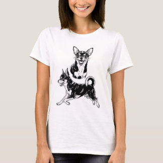 Chihuahua Lover's Delight Dynamic Duo in Black T-Shirt