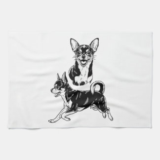 Chihuahua Lover's Delight Dynamic Duo in Black Tea Towel