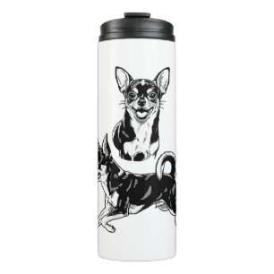 Chihuahua Lover's Delight Dynamic Duo in Black Thermal Tumbler