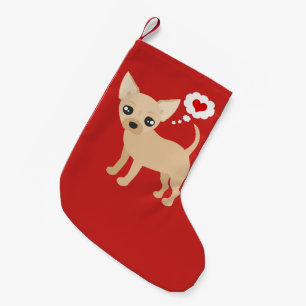 Chihuahua Loves You Red Heart Small Christmas Stocking