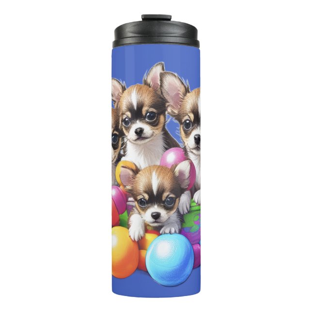 Chihuahua lustige Welpen Thermal Tumbler (Front)