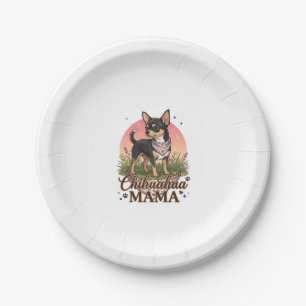 Chihuahua Mama Dog Pink Floral Bandana_1 Paper Plate