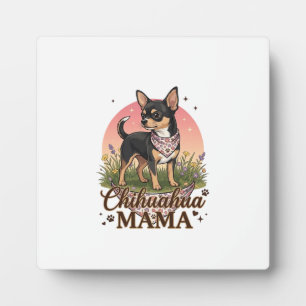 Chihuahua Mama Dog Pink Floral Bandana_1 Plaque