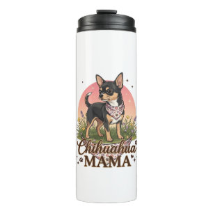 Chihuahua Mama Dog Pink Floral Bandana_1 Thermal Tumbler