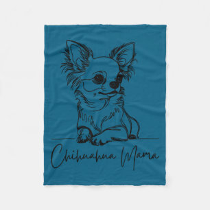Chihuahua Mama Long Haired Chihuahua Mom Cute Dog  Fleece Blanket