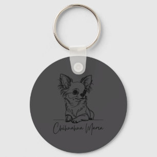 Chihuahua Mama Long Haired Chihuahua Mom Cute Dog Key Ring