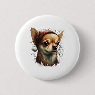 Chihuahua Merry Christmas X-Mas Tree Cute 6 Cm Round Badge