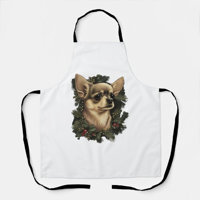 Chihuahua  Merry Christmas  X-Mas Tree  Cute     Apron (Front)