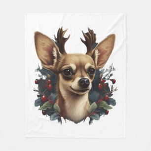 Chihuahua Merry Christmas X-Mas Tree Cute Fleece Blanket