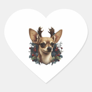 Chihuahua Merry Christmas X-Mas Tree Cute Heart Sticker