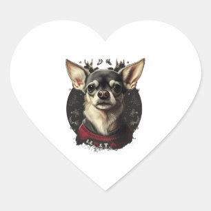 Chihuahua Merry Christmas X-Mas Tree Cute Heart Sticker