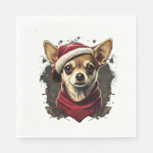 Chihuahua Merry Christmas X-Mas Tree Cute Napkin