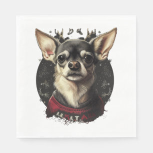 Chihuahua Merry Christmas X-Mas Tree Cute Napkin