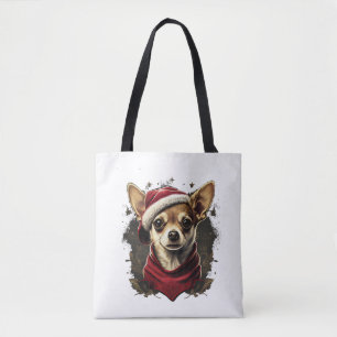 Chihuahua Merry Christmas X-Mas Tree Cute Tote Bag