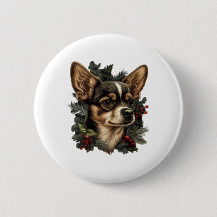 Chihuahua Merry Christmas Xmas Tree Cute Dog 6 Cm Round Badge