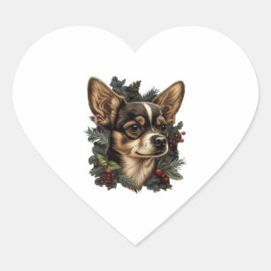 Chihuahua Merry Christmas Xmas Tree Cute Dog Heart Sticker