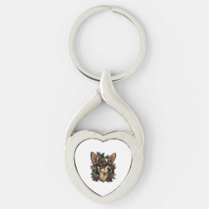 Chihuahua  Merry Christmas  Xmas Tree  Cute Dog Key Ring