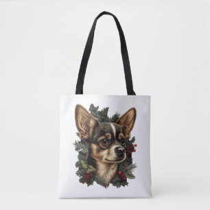 Chihuahua Merry Christmas Xmas Tree Cute Dog Tote Bag