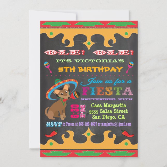 Chihuahua Mexican Fiesta Birthday Party Invitation (Front)
