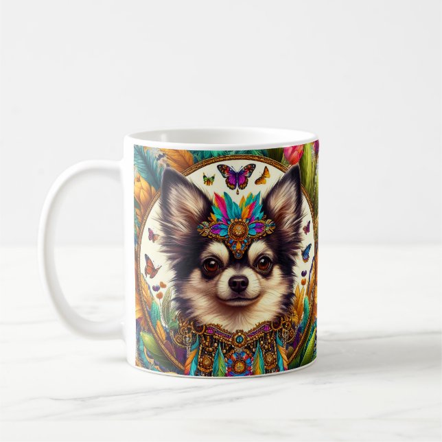 Chihuahua Mexican Floral Art Coffee Mug (Left)