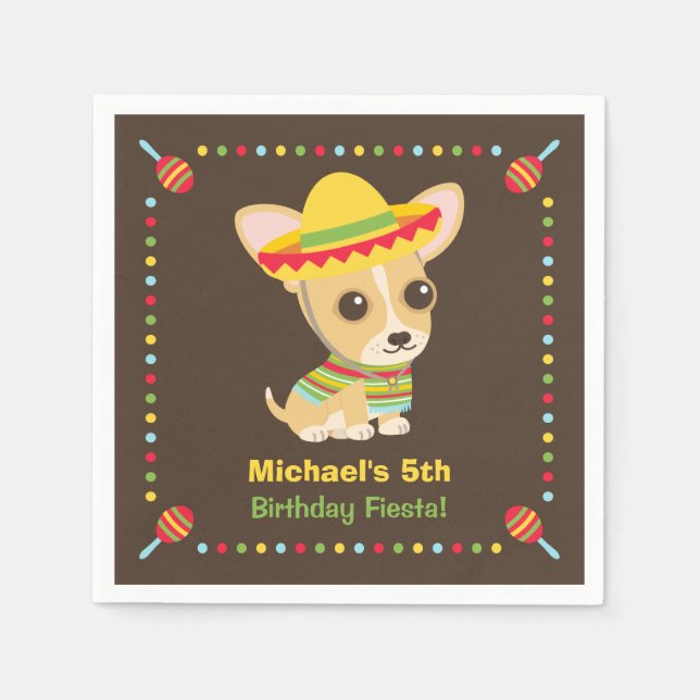Chihuahua Mexican Kids Fiesta Party Supplies Napkin (Front)