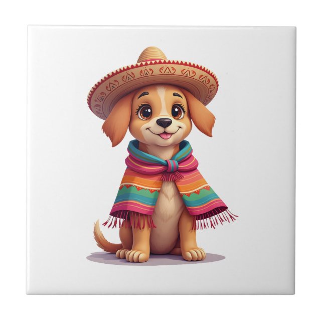 Chihuahua  Mexico  Cinco de Mayo  Funny Dog  (1) Ceramic Tile (Front)
