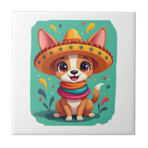 Chihuahua Mexico Cinco de Mayo Funny Dog (2) Ceramic Tile